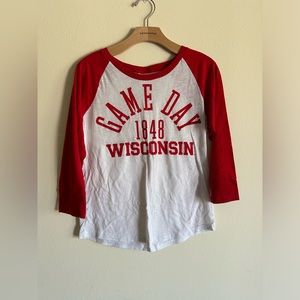 VS Pink University of Wisconsin Game Day 3/4 sleeve top